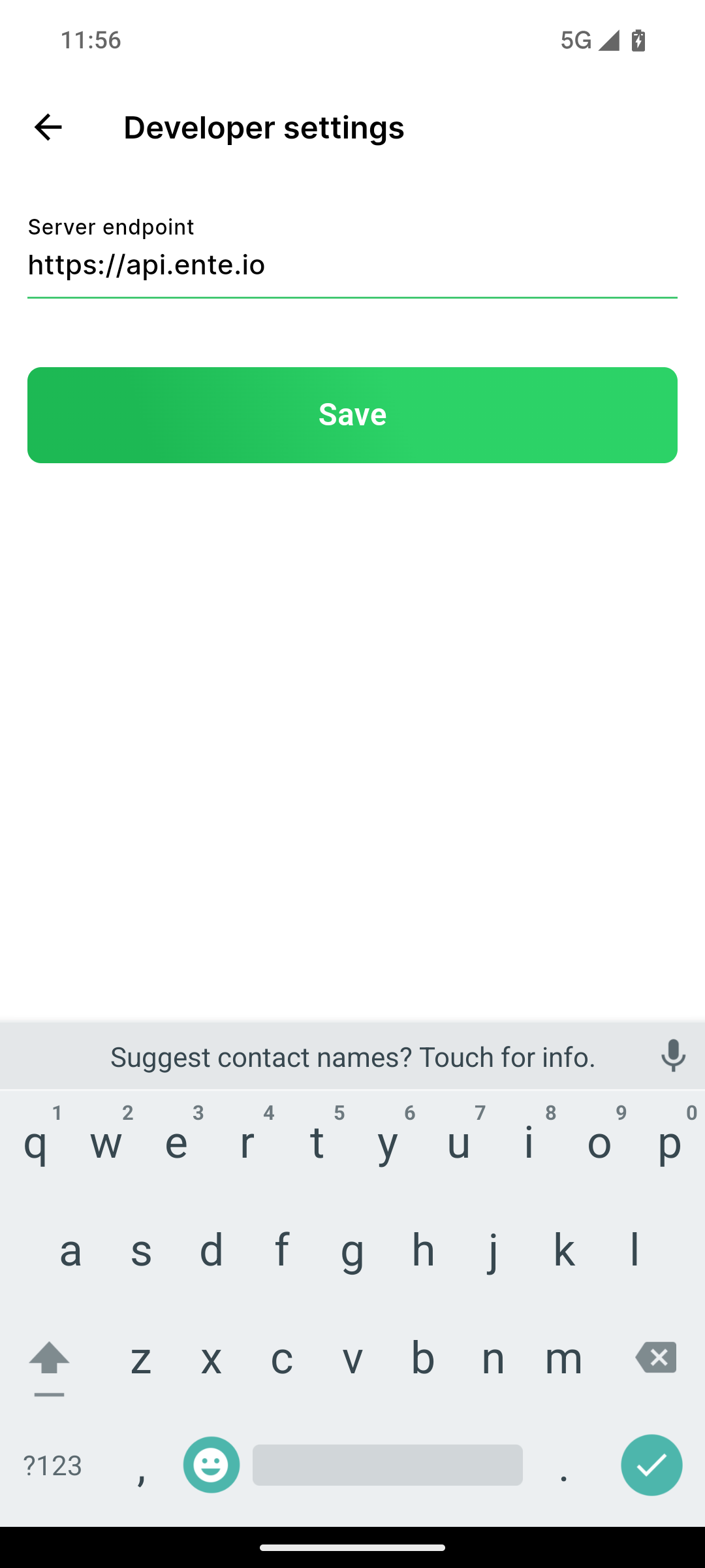 Developer Settings - Server Endpoint