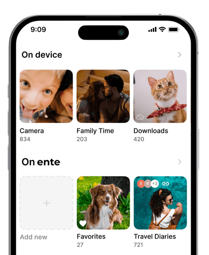 Improvements to the albums screen on Ente Photos